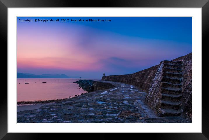 Dawn, the Cobb, Lyme Regis Framed Mounted Print by Maggie McCall