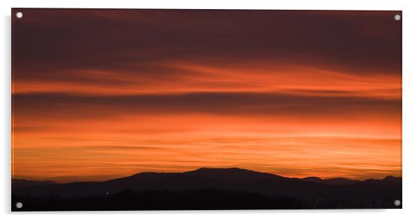 Sunset over Ljubljana suburb Acrylic by Ian Middleton
