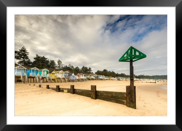 Wells Beach Huts Framed Mounted Print by Stephen Mole