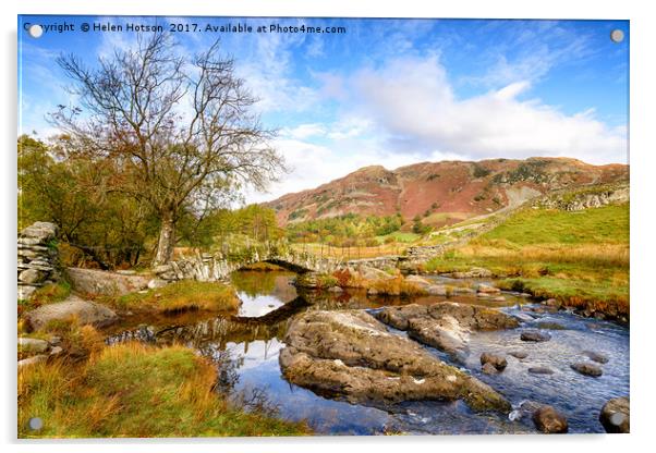 Autumn at Slaters Bridge Acrylic by Helen Hotson