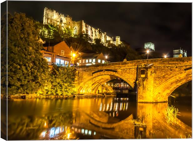  Durham Castle by Night Lights Canvas Print by Naylor's Photography