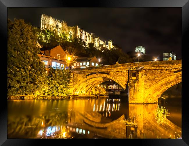  Durham Castle by Night Lights Framed Print by Naylor's Photography