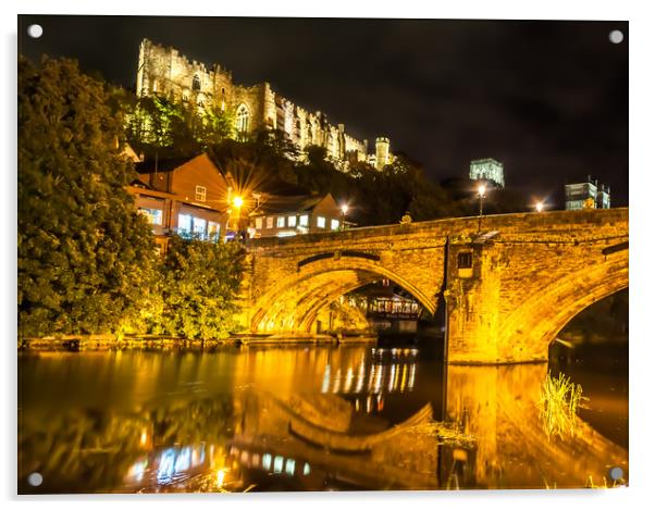  Durham Castle by Night Lights Acrylic by Naylor's Photography