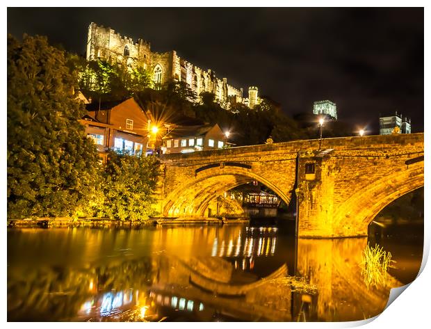  Durham Castle by Night Lights Print by Naylor's Photography