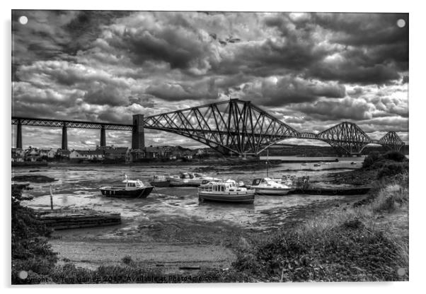Low Tide in North Queensferry - B&W Acrylic by Tom Gomez