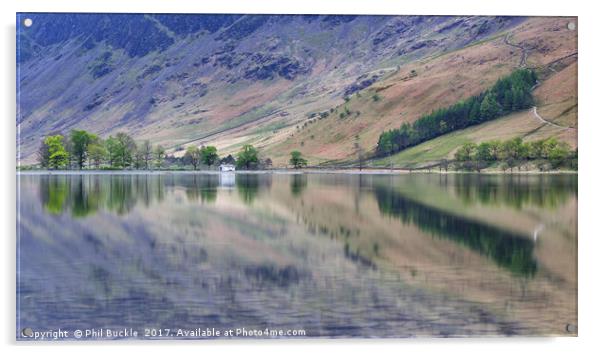 Buttermere Calm reflections Acrylic by Phil Buckle