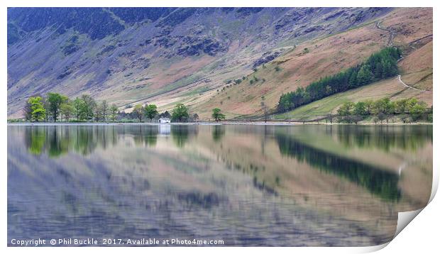 Buttermere Calm reflections Print by Phil Buckle
