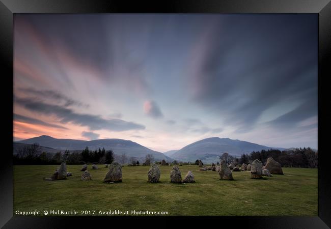 Sunset at Castlerigg Stone Circle Framed Print by Phil Buckle
