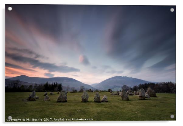 Sunset at Castlerigg Stone Circle Acrylic by Phil Buckle