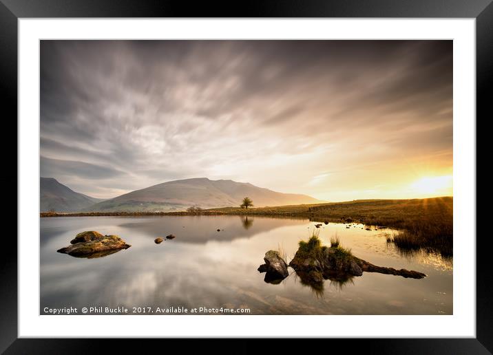 Sunrise Reflections at Tewet Tarn Framed Mounted Print by Phil Buckle