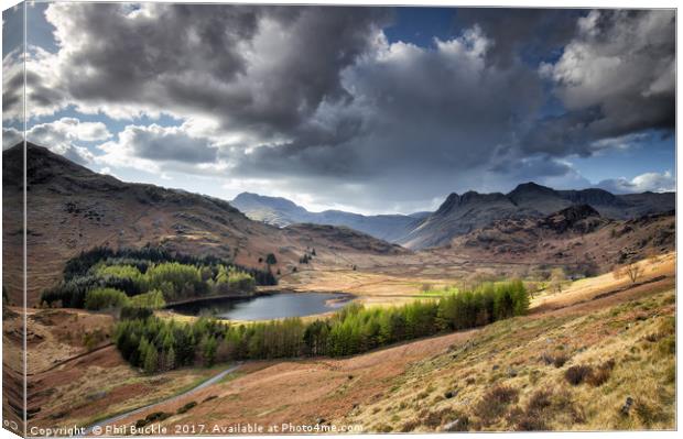 Blea Tarn and Langdale Pikes Canvas Print by Phil Buckle