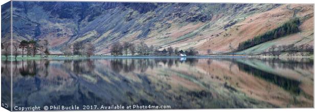 Panorama of Buttermere Reflections Canvas Print by Phil Buckle