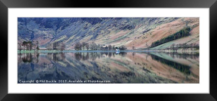 Panorama of Buttermere Reflections Framed Mounted Print by Phil Buckle