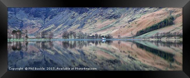 Panorama of Buttermere Reflections Framed Print by Phil Buckle