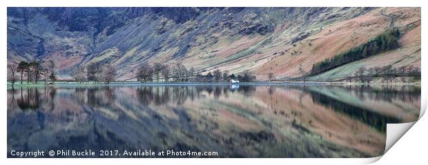 Panorama of Buttermere Reflections Print by Phil Buckle