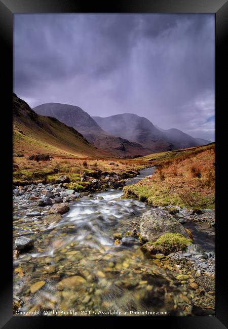 Gatesgarthdale Beck Storm Approaching Framed Print by Phil Buckle