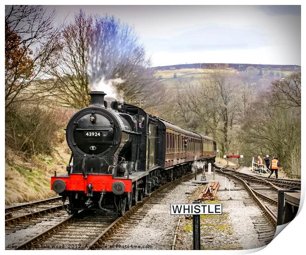 Steam train 43924, WHISTLE Print by Sue Wood