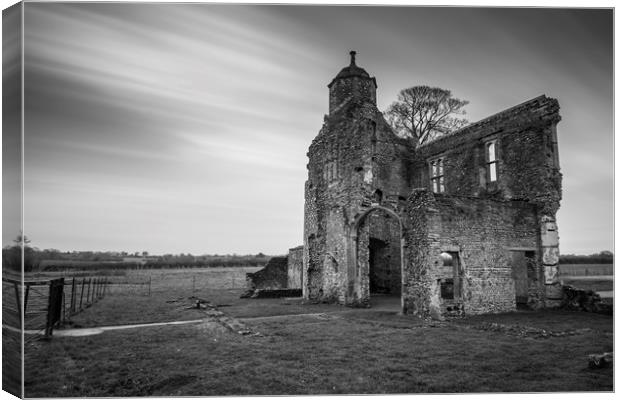 Baconsthorpe Castle in black and white Canvas Print by Mark Hawkes