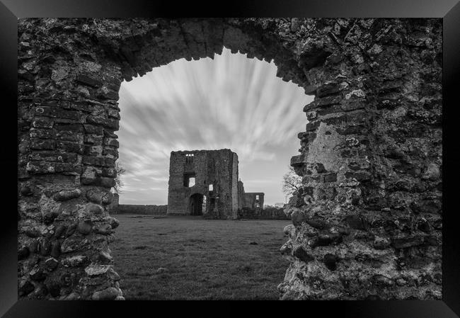 Baconsthorpe Castle Ruins in Mono Framed Print by Mark Hawkes