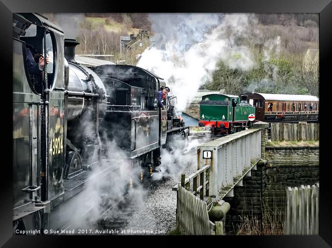Three steam trains, 43924, 78019 and Nunlow 1704 Framed Print by Sue Wood