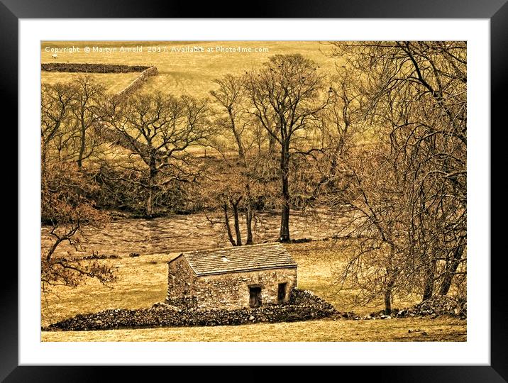 Yorkshire Dales Stone Barn in Wharfdale Framed Mounted Print by Martyn Arnold