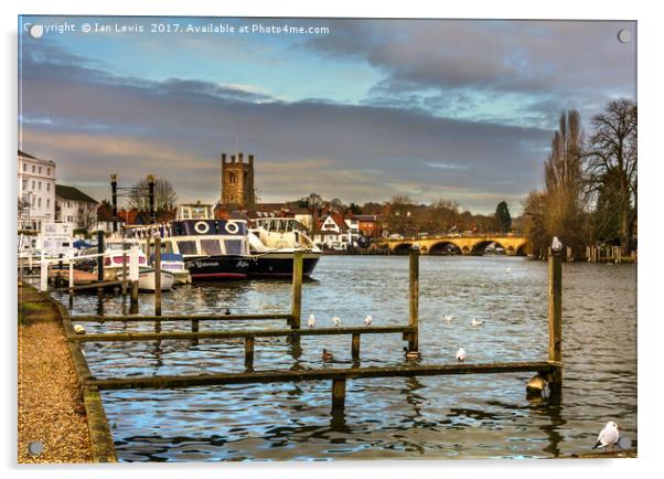 Henley on Thames Riverside Acrylic by Ian Lewis