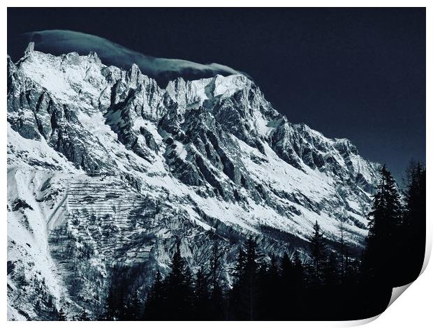 The Grandes Jorasses from Courmayeur Print by Andy Armitage