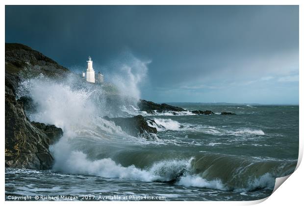 "Storm Doris" Bracelet Bay, Mumbles, Gower. Print by Richard Morgan