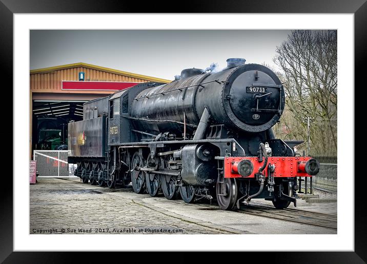 Train leaving the shed, 90733   56F Framed Mounted Print by Sue Wood