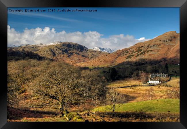 Little Langdale in Winter Framed Print by Jamie Green