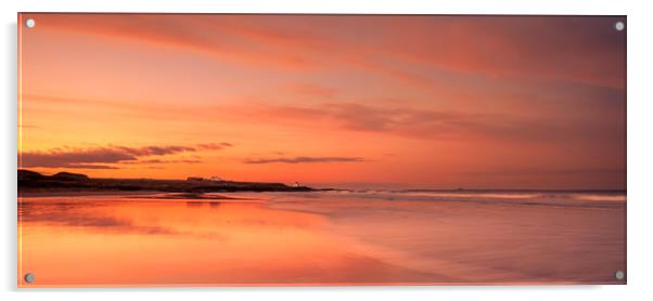  Red sunset -Bamburgh beach Acrylic by Naylor's Photography
