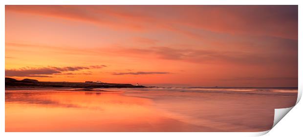  Red sunset -Bamburgh beach Print by Naylor's Photography