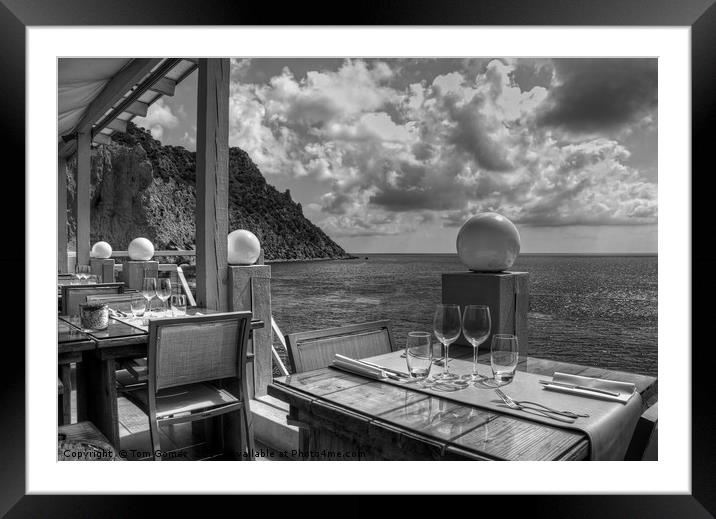 Dining in Paradise - B&W Framed Mounted Print by Tom Gomez