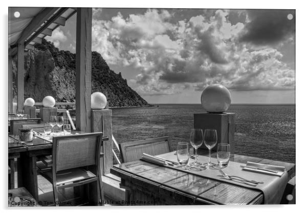 Dining in Paradise - B&W Acrylic by Tom Gomez