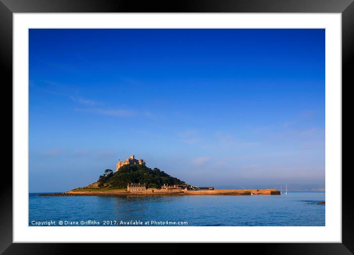 St Michael's Mount Bathing in the Sun Framed Mounted Print by Diane Griffiths