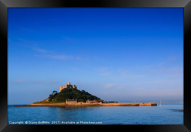 St Michael's Mount Bathing in the Sun Framed Print by Diane Griffiths