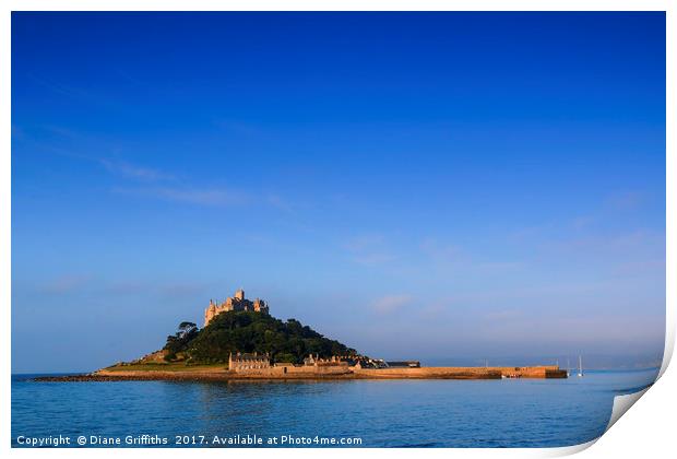 St Michael's Mount Bathing in the Sun Print by Diane Griffiths