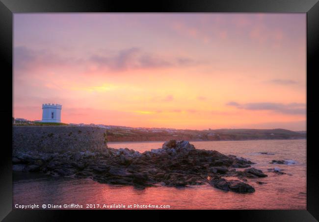 Sunrise at Marazion Framed Print by Diane Griffiths