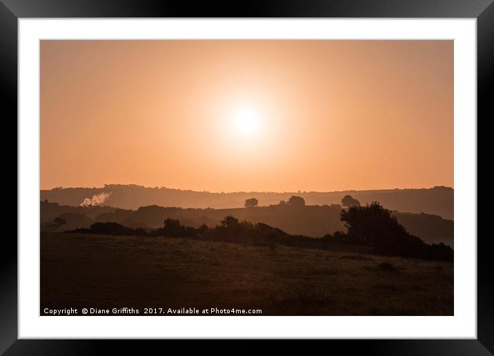 Sunrise over the countryside at Carlyon Bay Framed Mounted Print by Diane Griffiths