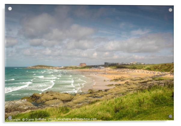 Fistral Beach, Newquay Acrylic by Diane Griffiths