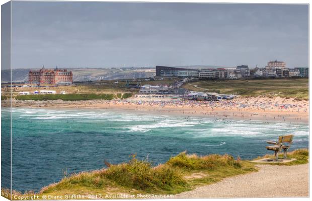 Fistral Beach, Newquay Canvas Print by Diane Griffiths