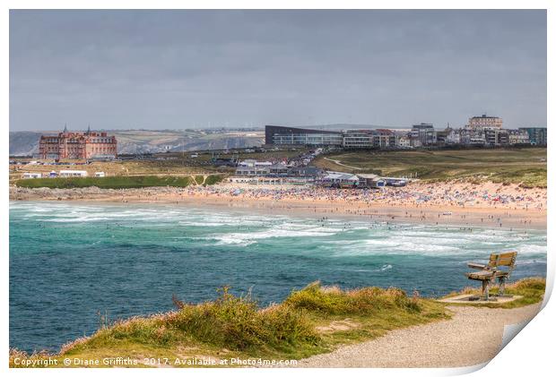 Fistral Beach, Newquay Print by Diane Griffiths