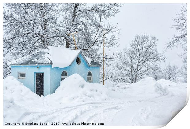 Little Blue House Print by Svetlana Sewell