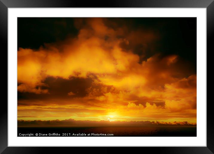 Sunset over the Sea at Newquay Framed Mounted Print by Diane Griffiths