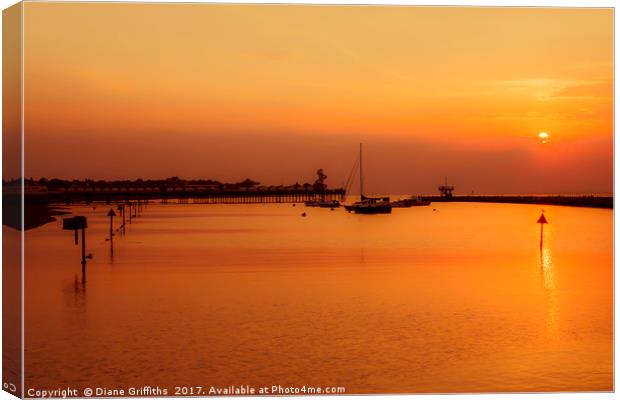 Herne Bay Sunset Canvas Print by Diane Griffiths