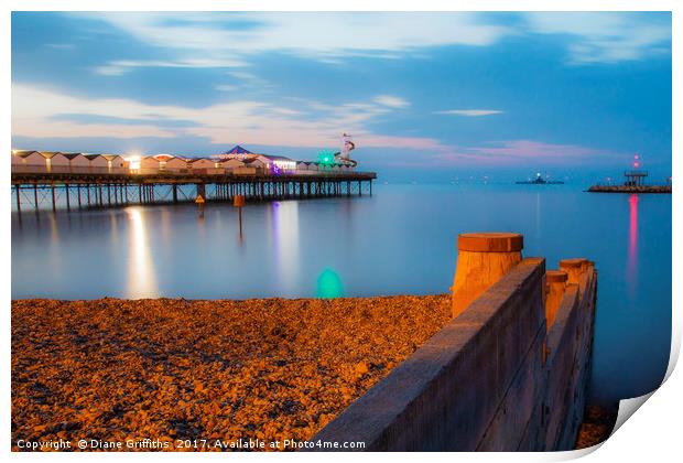 Herne Bay Pier at Twilight Print by Diane Griffiths