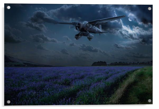 RAF Lysander on secret operation Acrylic by Gary Eason