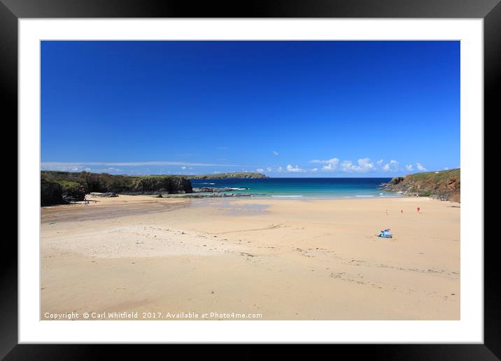 Trevone Bay in Cornwall, England. Framed Mounted Print by Carl Whitfield
