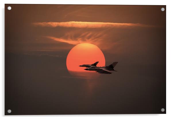 Gulf War sunset departure Acrylic by Gary Eason