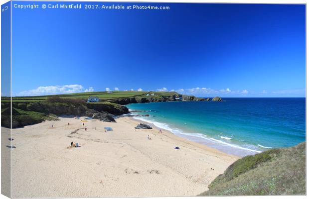 Mother Iveys Bay in Cornwall, England. Canvas Print by Carl Whitfield